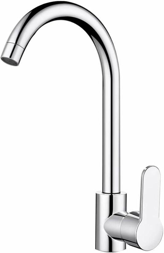 Kitchen Sink Tap – All Chrome Round Flat Design Faucet