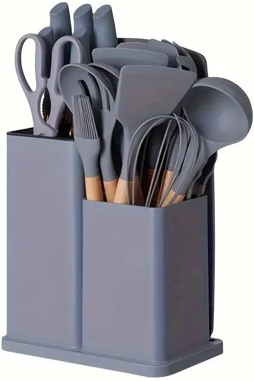 19-Piece Silicone Multipurpose Kitchen Utensil Set with Holder