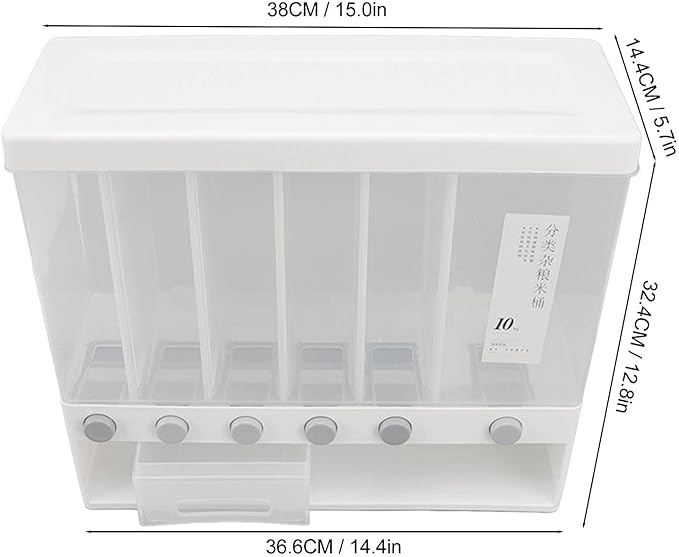 10L Wall-Mounted 6-Grid Cereal & Rice Dispenser
