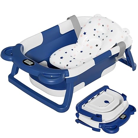 Foldable Silicone Baby Bathtub with Real-Time Temperature Monitor