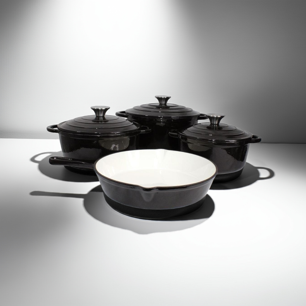7-Piece Cast Iron Dutch Oven Cookware Set – Oven Safe, Non-Stick, Multi-Size