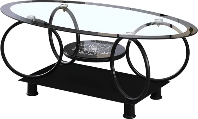 Oval Shape Glass Top Coffee Table