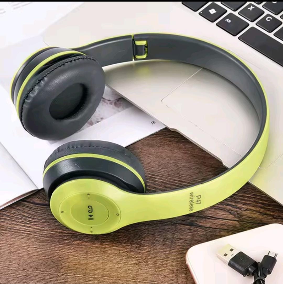 P47 Wireless Bluetooth Headphones – Foldable Over-Ear with Mic & Memory Card Support