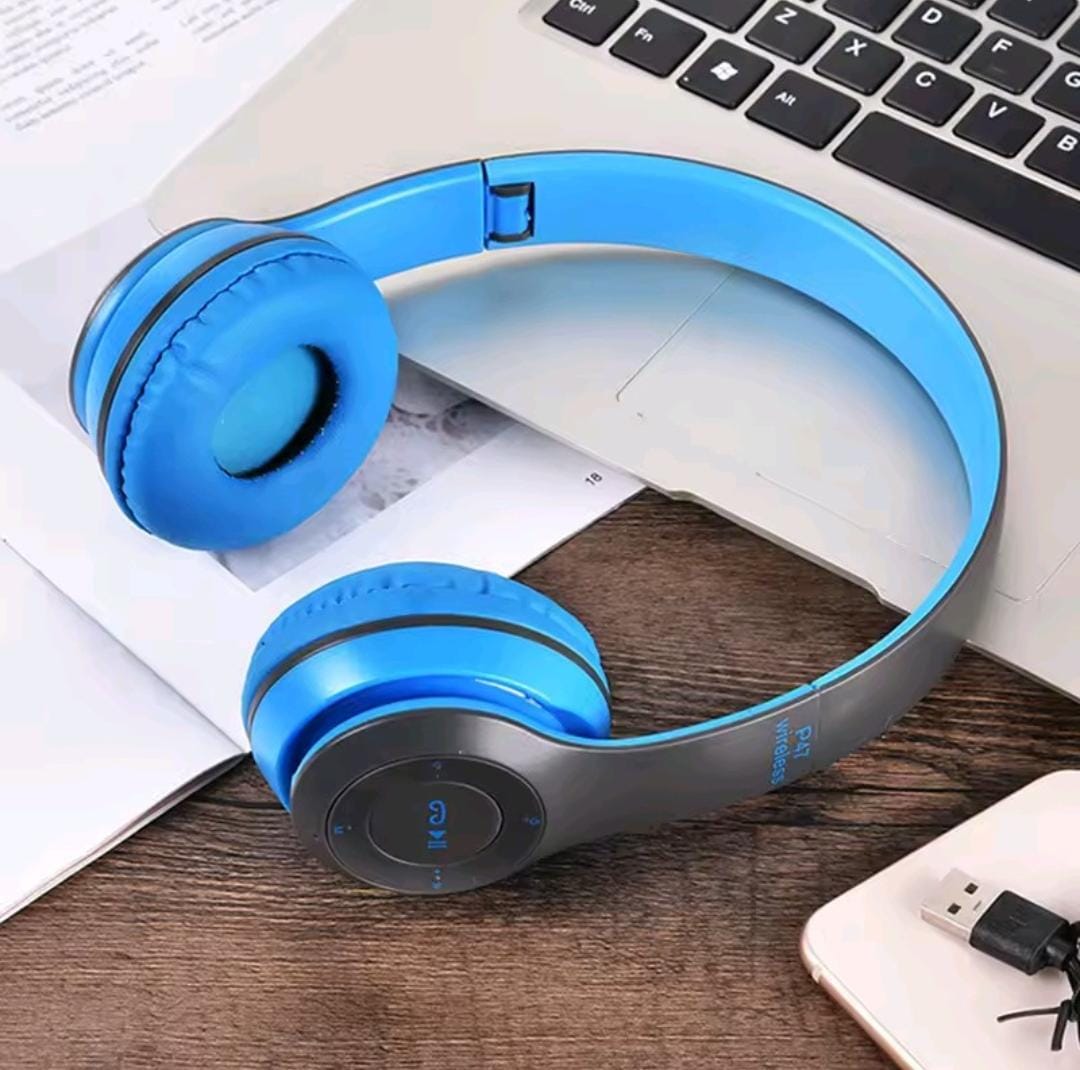 P47 Wireless Bluetooth Headphones – Foldable Over-Ear with Mic & Memory Card Support