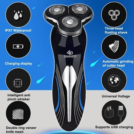 Portable 4D Dry & Wet Waterproof Rotary Shaver