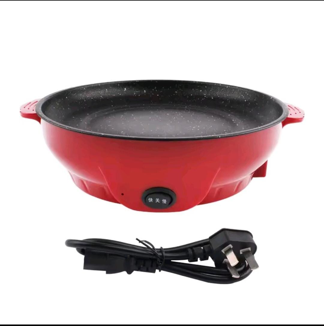 Round Electric Grill Pan – Non-Stick, Portable Cooker