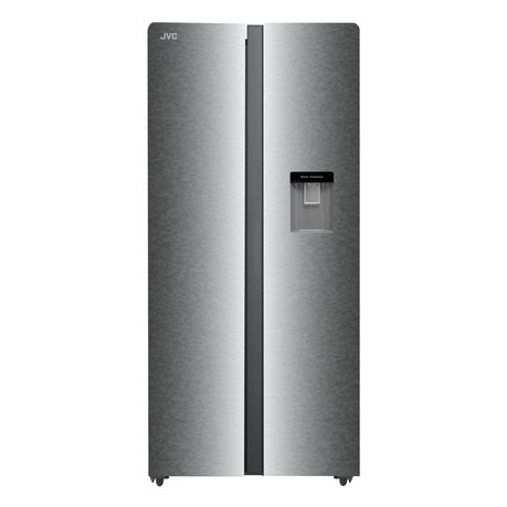 JVC 550L Side-by-Side Fridge Freezer with Water Dispenser – Inox Silver