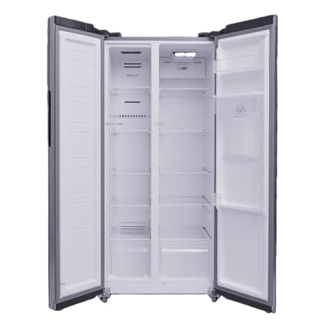 JVC 550L Side-by-Side Fridge Freezer with Water Dispenser – Inox Silver
