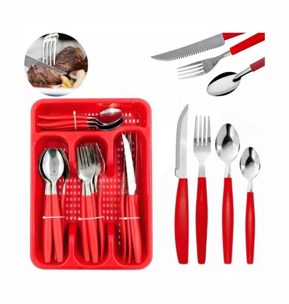 24 Pce Plain Handle Cutlery Set