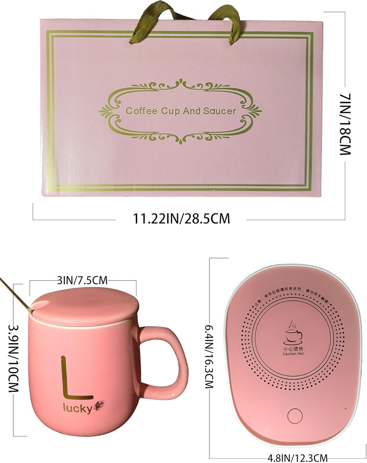 Smart Heating Mug Set with Ceramic Cup & Auto-Sensing Coaster – Elegant Gift Idea