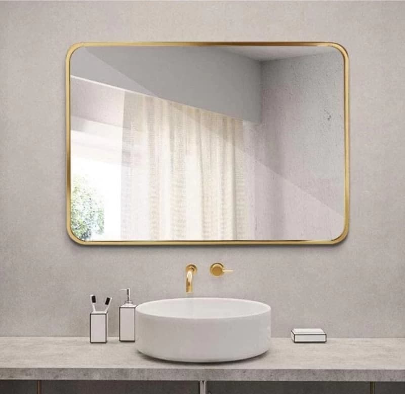 Rounded Rectangle Gold Decorative Mirror – 70cm x 50cm