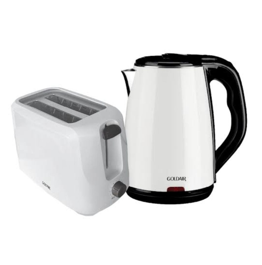 Goldair Breakfast Set – 1.7L Stainless Steel Kettle & 2-Slice Toaster (Model: GBS-1800W)
