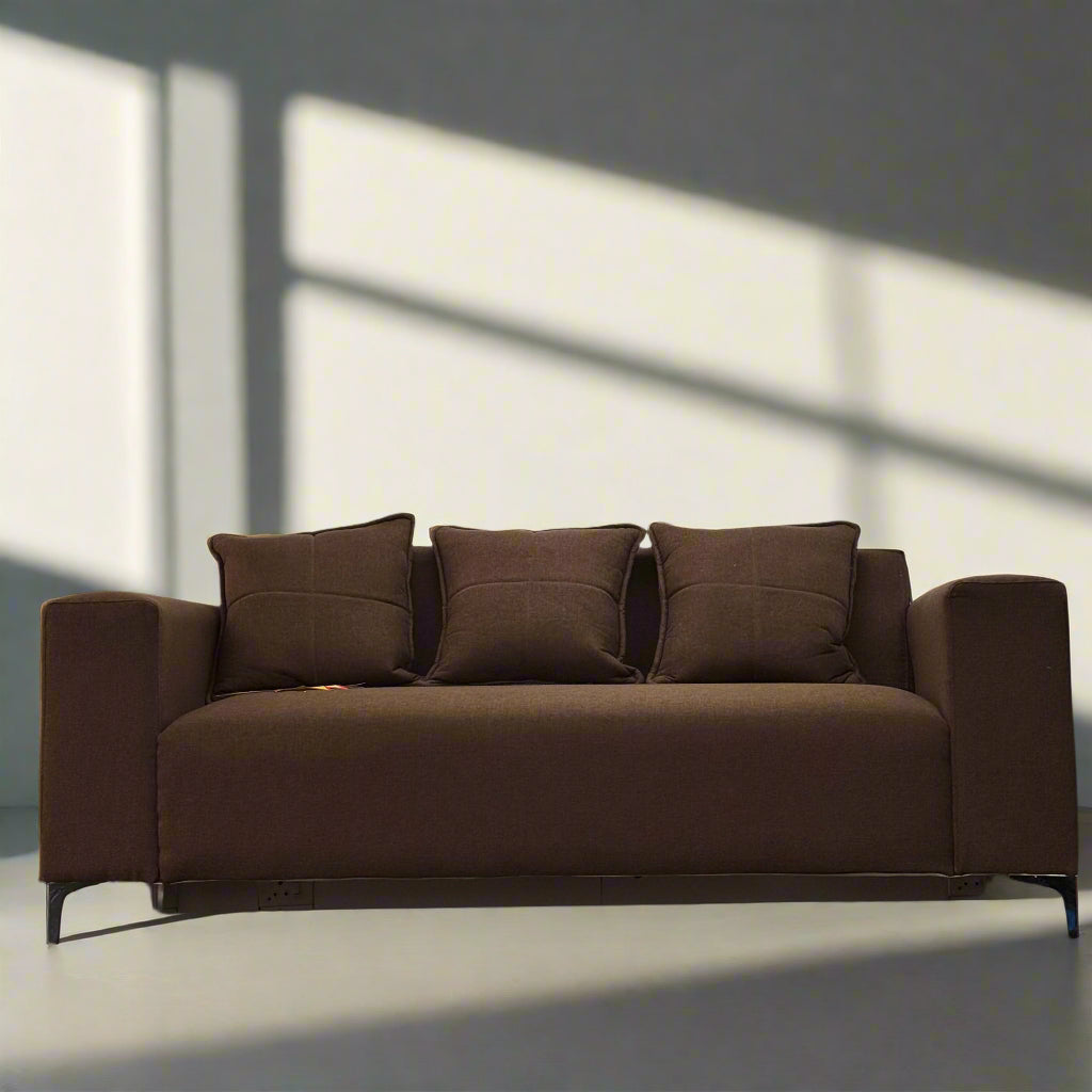 Fatima 3 Seater Couch – 1.9m x 0.8m – Fabric with Stainless Steel Feet