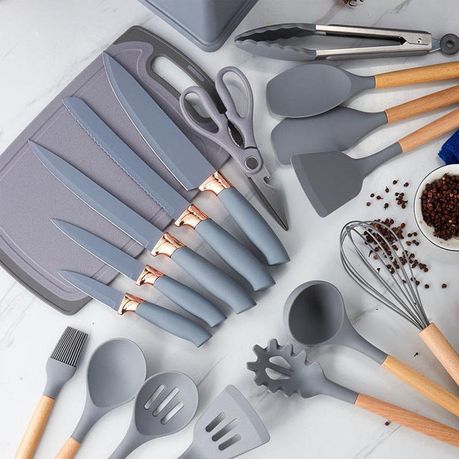 19-Piece Silicone Multipurpose Kitchen Utensil Set with Holder