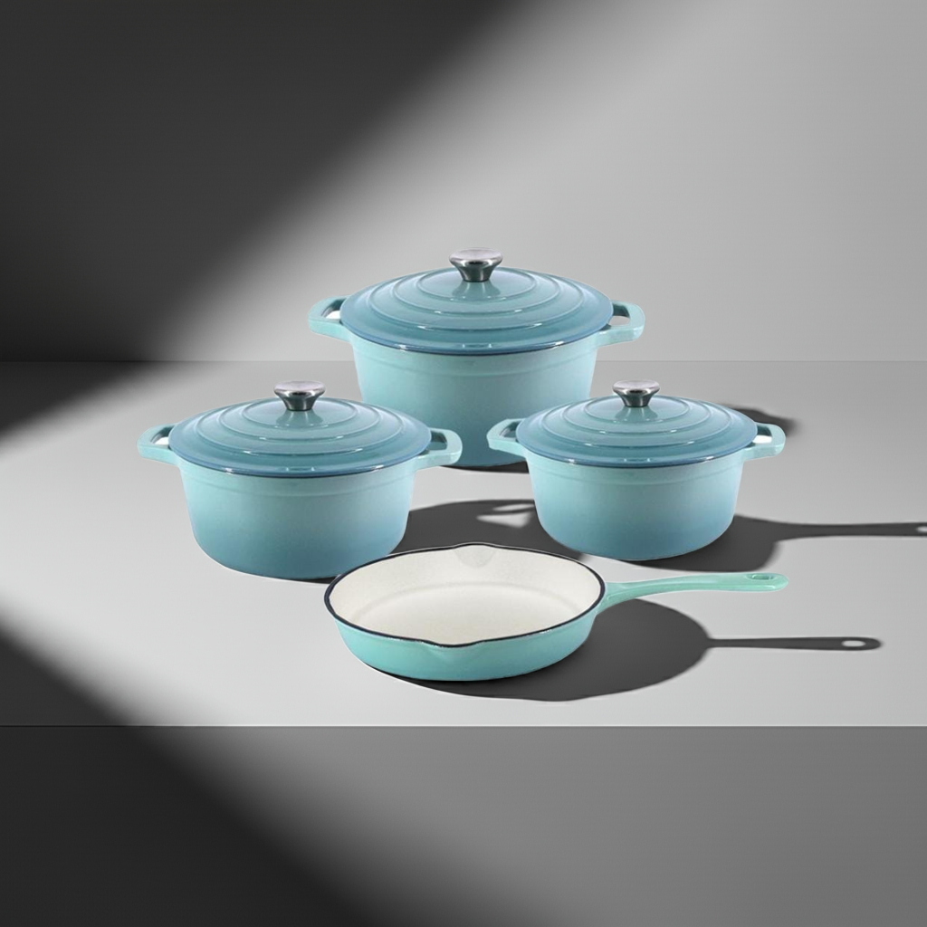 7-Piece Cast Iron Dutch Oven Cookware Set – Oven Safe, Non-Stick, Multi-Size