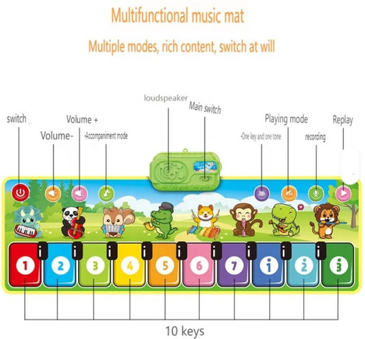 Ozen Star Kids Floor Piano Mat – Soft Musical Dance Playmat (Multicolor, 110×36cm)