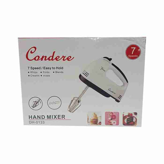 Condere DH-0133 7-Speed Hand Mixer – 100W with Beaters and Mixing Bowl