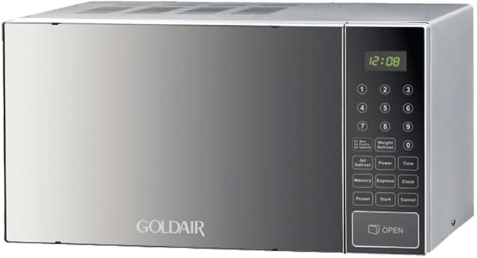 Goldair Microwave Oven – 30L Capacity, Silver, Mirror Finish Door