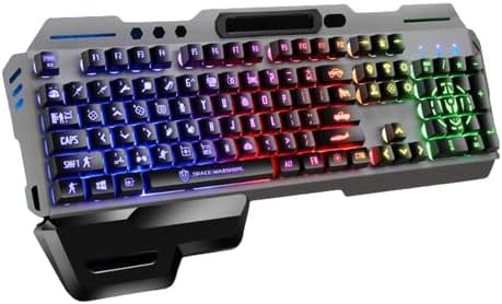 SPACE WARSHIP GK70 Ergonomic RGB Gaming Keyboard – Suspended Keycaps, Mechanical Feel, Metal Panel – Black