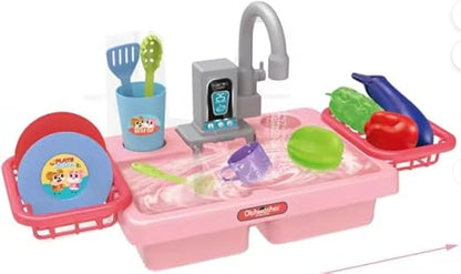Kids Kitchen Sink Toy Set with Automatic Water Cycle – Pretend Play Cleaning Set (3+)