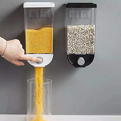 JEYANG 1500ml Wall-Mounted Dry Food Dispenser – Plastic Cereal & Snack Storage Container