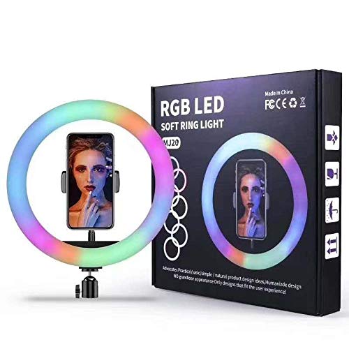 Powerpak MJ20 8-Inch RGB Ring Light with Mini Light Stand and Mobile Holder – USB Powered