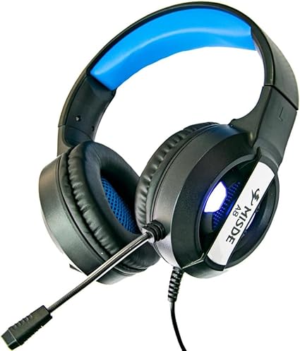 Misde A8 Wired Gaming Headset – 50mm Drivers, Boom Mic, LED, Adjustable Headband (Blue & Red)