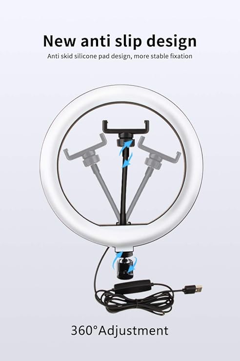Powerpak MJ20 8-Inch RGB Ring Light with Mini Light Stand and Mobile Holder – USB Powered