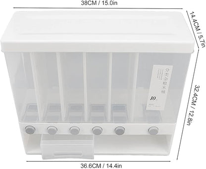 10L Wall-Mounted 6-Grid Cereal & Rice Dispenser