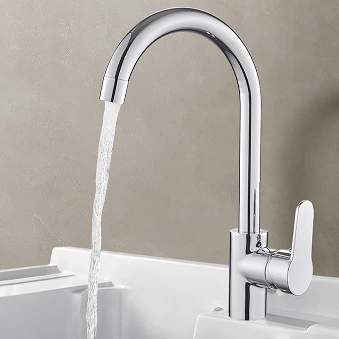 Kitchen Sink Tap – All Chrome Round Flat Design Faucet