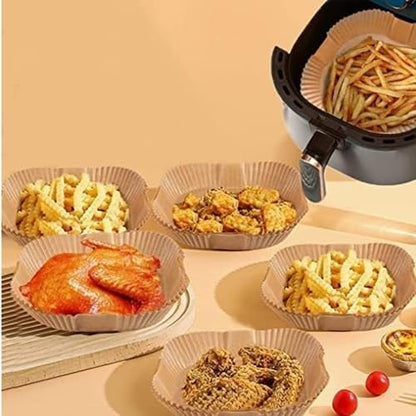 Air Fryer Liners – 200 mm × 45 mm, Food-Grade Double-Sided Silicone Paper, Pack of 50