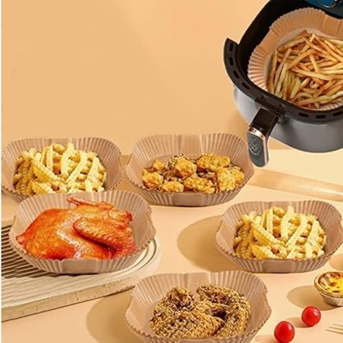 Air Fryer Liners – 200 mm × 45 mm, Food-Grade Double-Sided Silicone Paper, Pack of 50