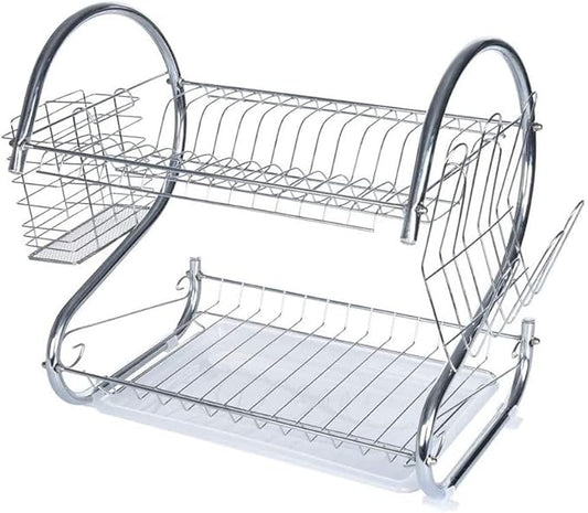 2-Layer Stainless Steel Dish Drainer & Organizer