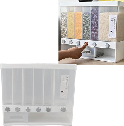 10L Wall-Mounted 6-Grid Cereal & Rice Dispenser