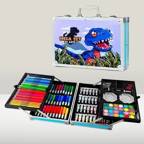 145-Piece Kids Art Drawing Set – Colour Pencils, Markers, Watercolors, Aluminum Case