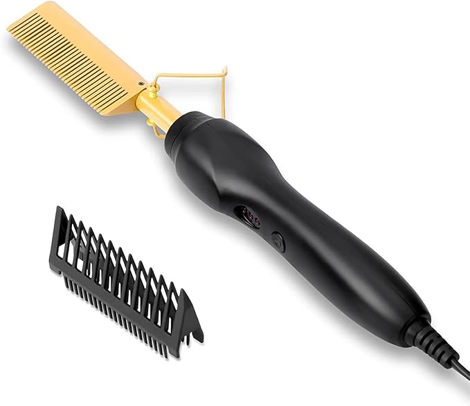 Professional Electric Ceramic Hot Comb – Beard and Hair Straightener for Men and Women