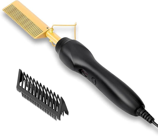 Professional Electric Ceramic Hot Comb – Beard and Hair Straightener for Men and Women
