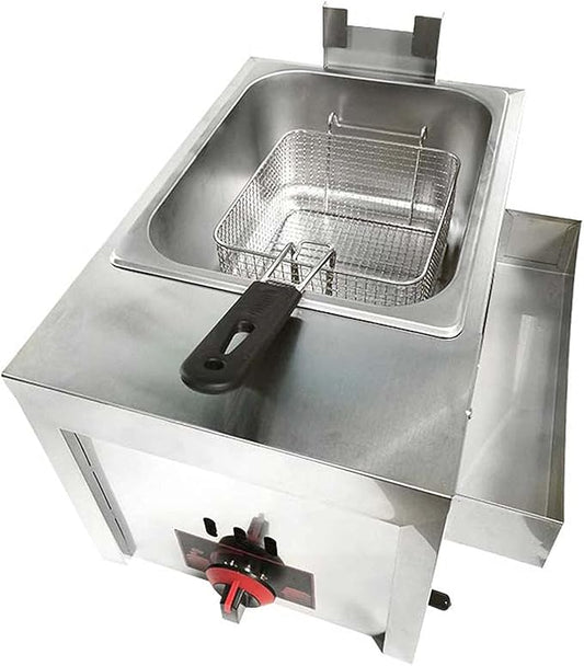 Aruif 6L Commercial Gas Deep Fryer – Stainless Steel Single Tank Countertop Fryer