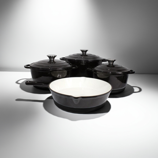 7-Piece Cast Iron Dutch Oven Cookware Set – Oven Safe, Non-Stick, Multi-Size