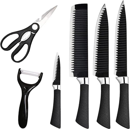 6-Piece Non-Stick Weave Design Knife Set with Acrylic Block