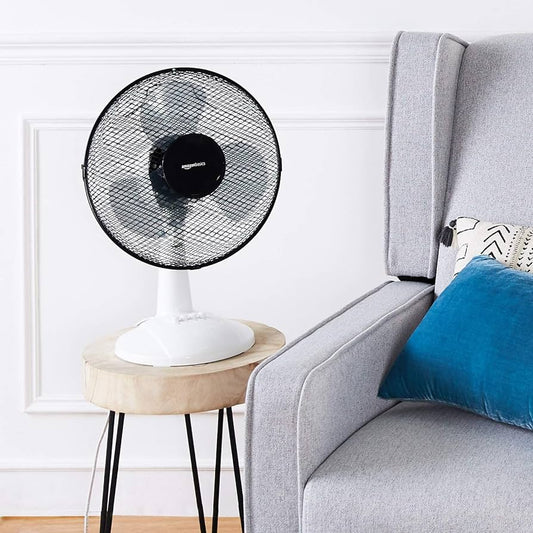 Amazon Basics 3-Speed Table Fan – 40W, White