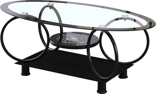 Oval Shape Glass Top Coffee Table