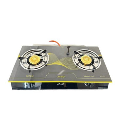 Aruif 2-Burner Gas Stove with Tempered Glass Panel & Auto Ignition