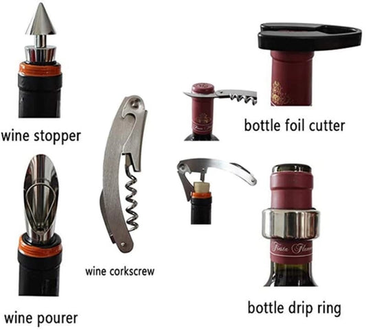 Wine Bottle Shaped Corkscrew & Accessory Gift Bottle Opener Set