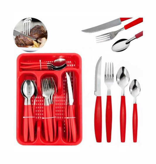 24 Pce Plain Handle Cutlery Set