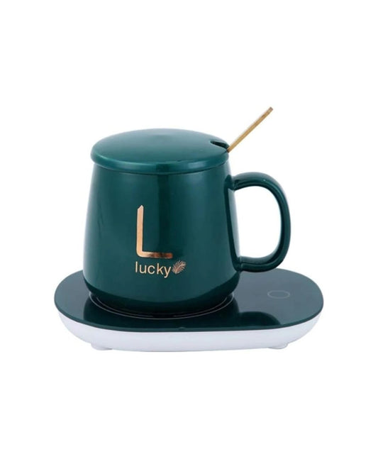 Smart Heating Mug Set with Ceramic Cup & Auto-Sensing Coaster – Elegant Gift Idea