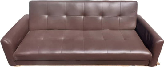 Brown Protected Leather 2-Seater Sleeper Couch