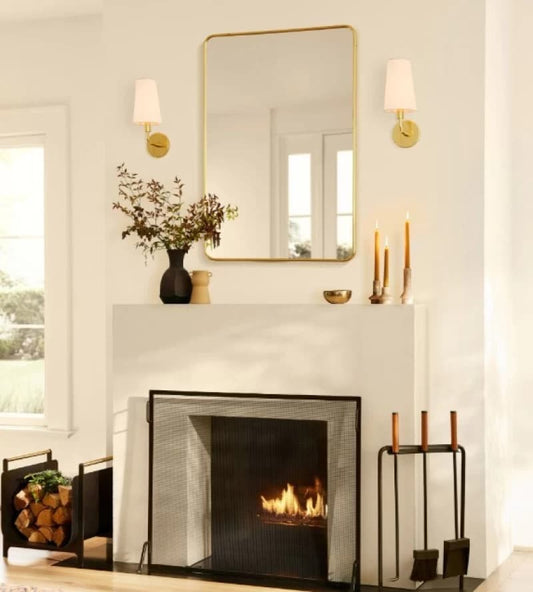 Rounded Rectangle Gold Decorative Mirror – 70cm x 50cm