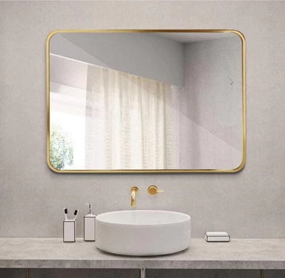 Rounded Rectangle Gold Decorative Mirror – 70cm x 50cm