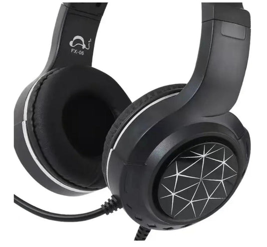 FX-06 Wired Headphone with Microphone – Adjustable Boom, 40mm Drivers